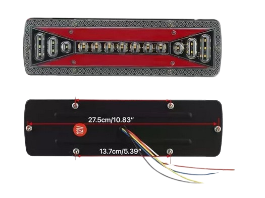 LANTERNA TRASEIRA UNIVERSAL 12V 24V BIVOLT LED SEQUENCIAL